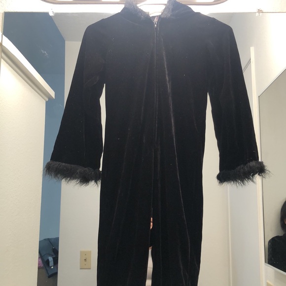 Spooky night velvet cat jumpsuit w hoodie size 7/8 - Picture 4 of 7